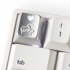 Cute Cat Paw Silver Heart Mechanical Keycap